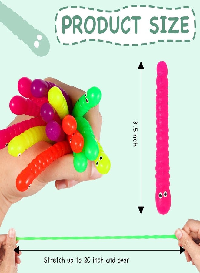 Miaopen 50 PCS Stretchy Fidget Toys Colorful Stretchy Strings，Sensory Fidget Worm Stretch Toys for Kids, Stocking Stuffers Party Favors for Boys and Girls Classroom Prizes, Pinata Fillers,Goodie Bag Stuffers - Image 2